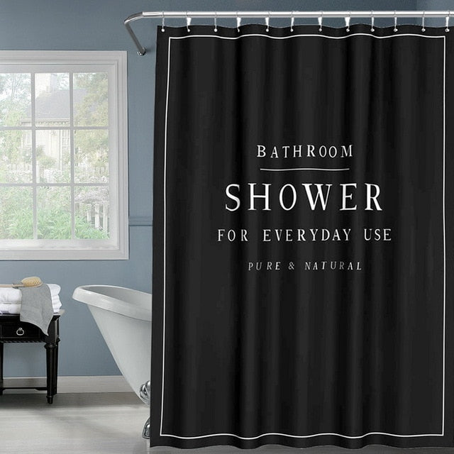 Happy Tree Polyester White Black BATH CURTAIN Waterproof Shower Curtain Thicken Fabric Bathroom Curtain